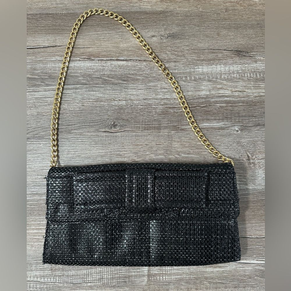 MAXX New York black clutch with beautiful heavy gold chain strap